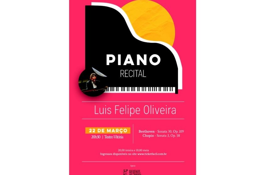 Teatro Vitória recebe recital de piano com Luis Felipe Oliveira