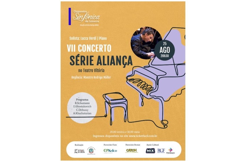 Concerto recebe solista para piano Lucca Verdi